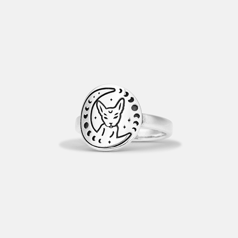 Purplehecate Celestial Cat Sterling Silver Ring