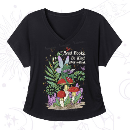 Purplehecate Read Books Be Kind Stay Weird V-Neck T-Shirt