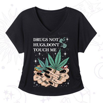 Purplehecate Drugs Not Hugs V-Neck T-Shirt