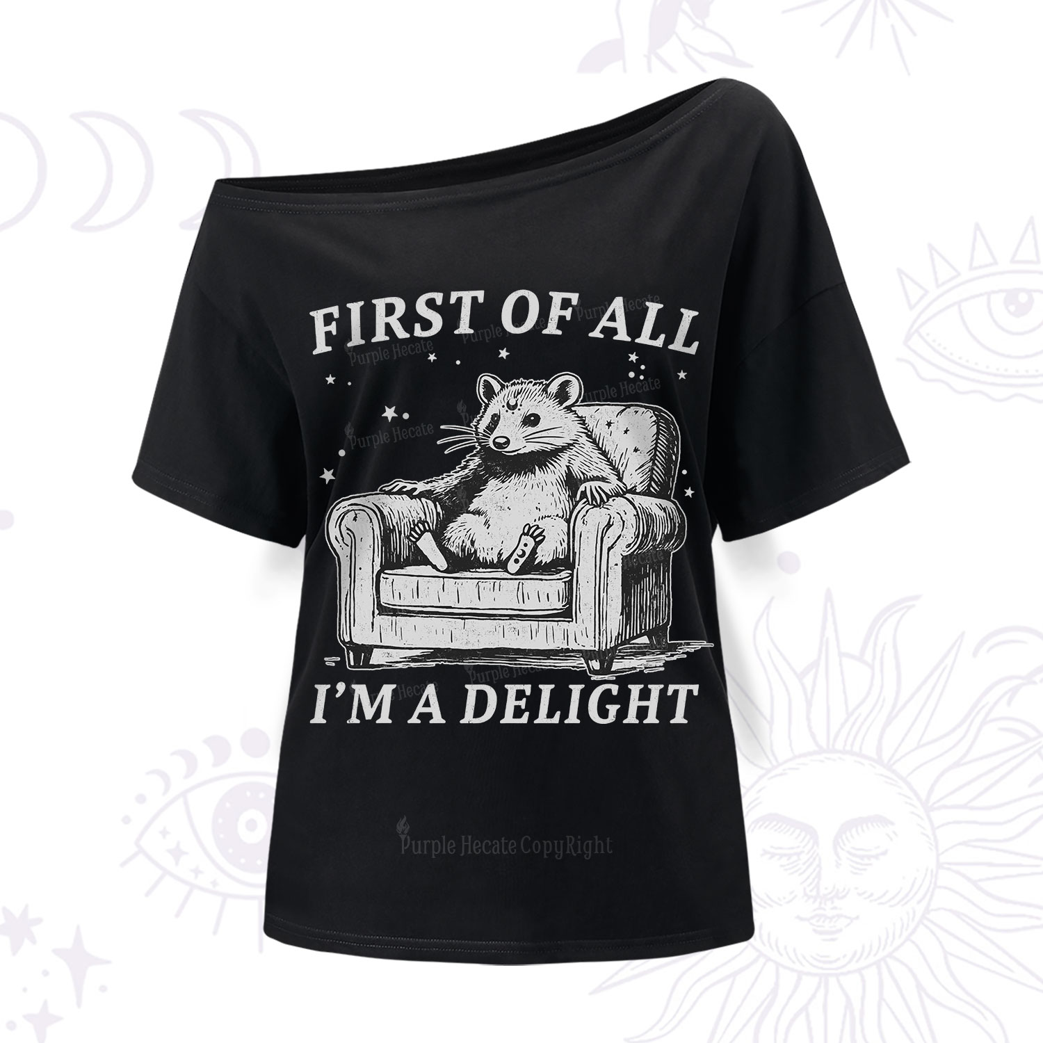 Purplehecate First Of All I'm A Delight Opossum One Shoulder T-Shirt