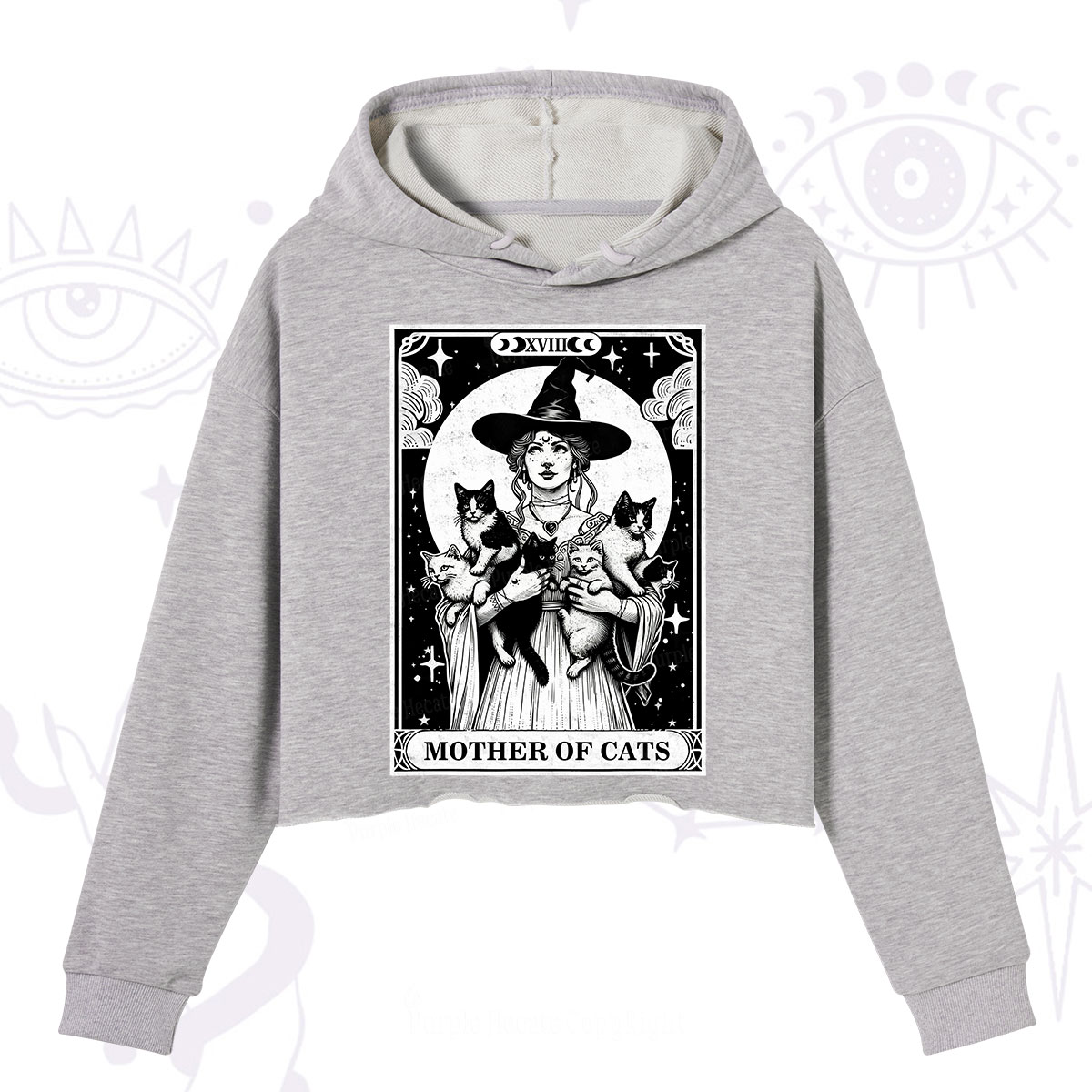 Purplehecate The Mother of Cats Tarot Crop Hoodie
