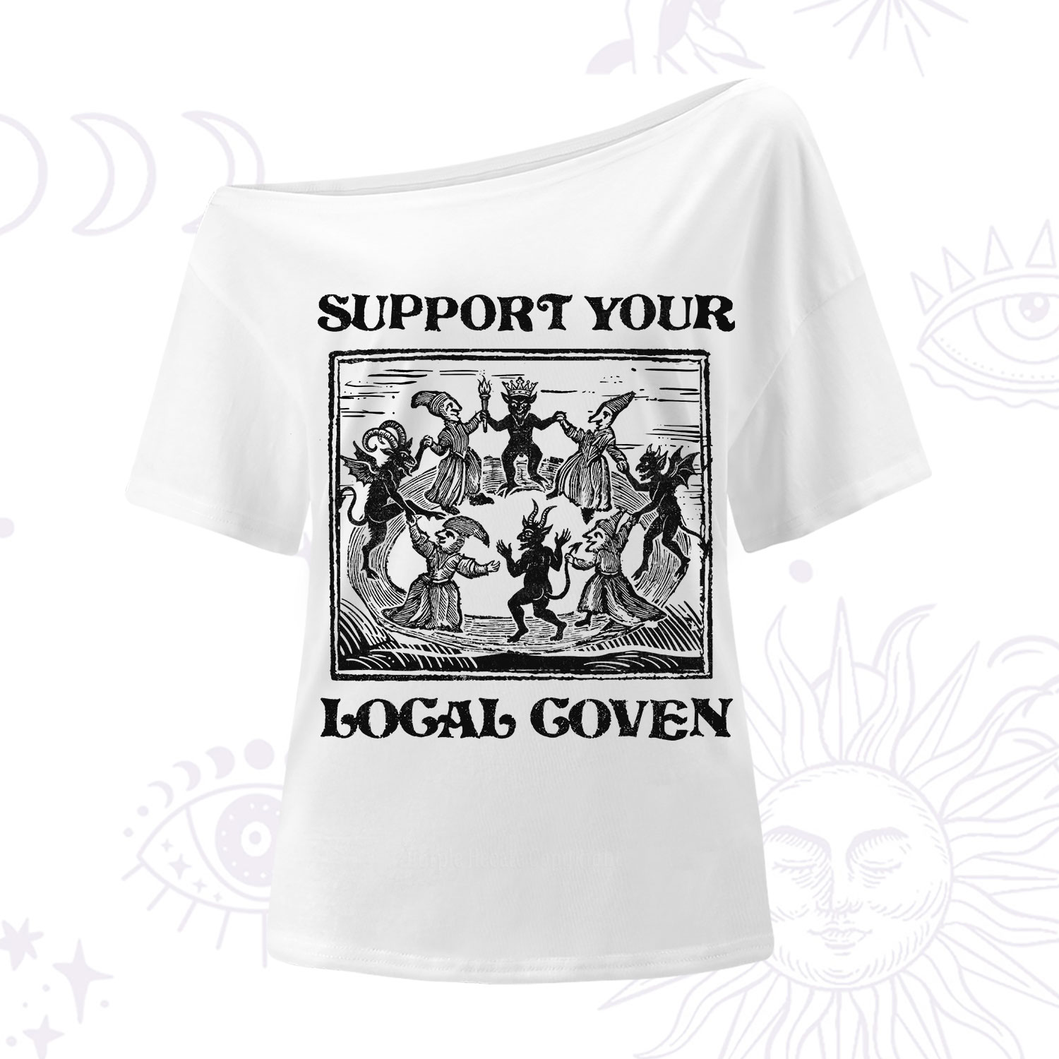 Purplehecate Support Your Local Coven One Shoulder T-Shirt