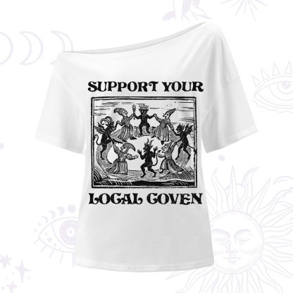 Purplehecate Support Your Local Coven One Shoulder T-Shirt