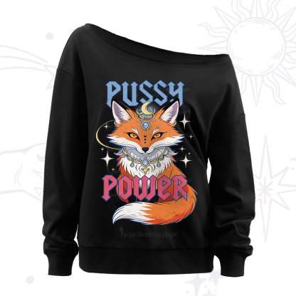 Purplehecate Pussy Power Off The Shoulder Sweatshirt