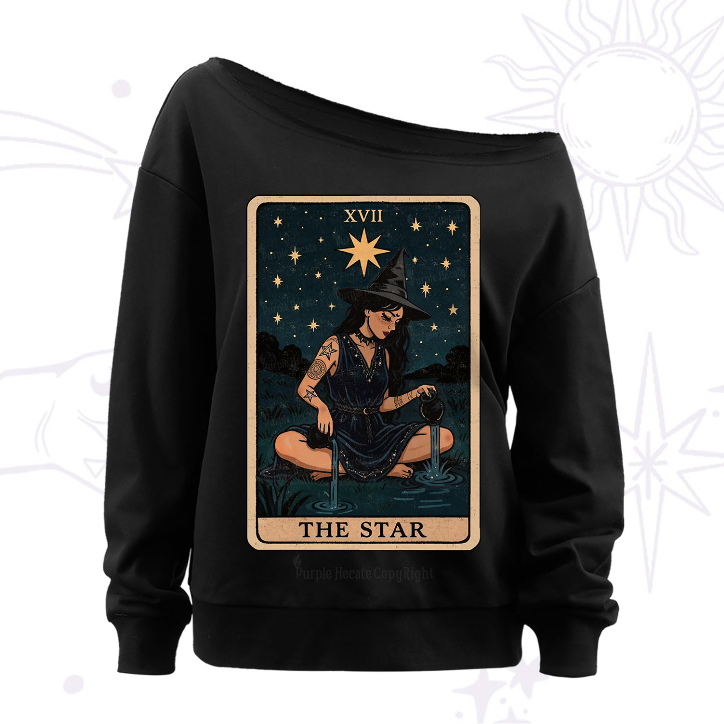 Purplehecate The Star Witch Tarot Off The Shoulder Sweat