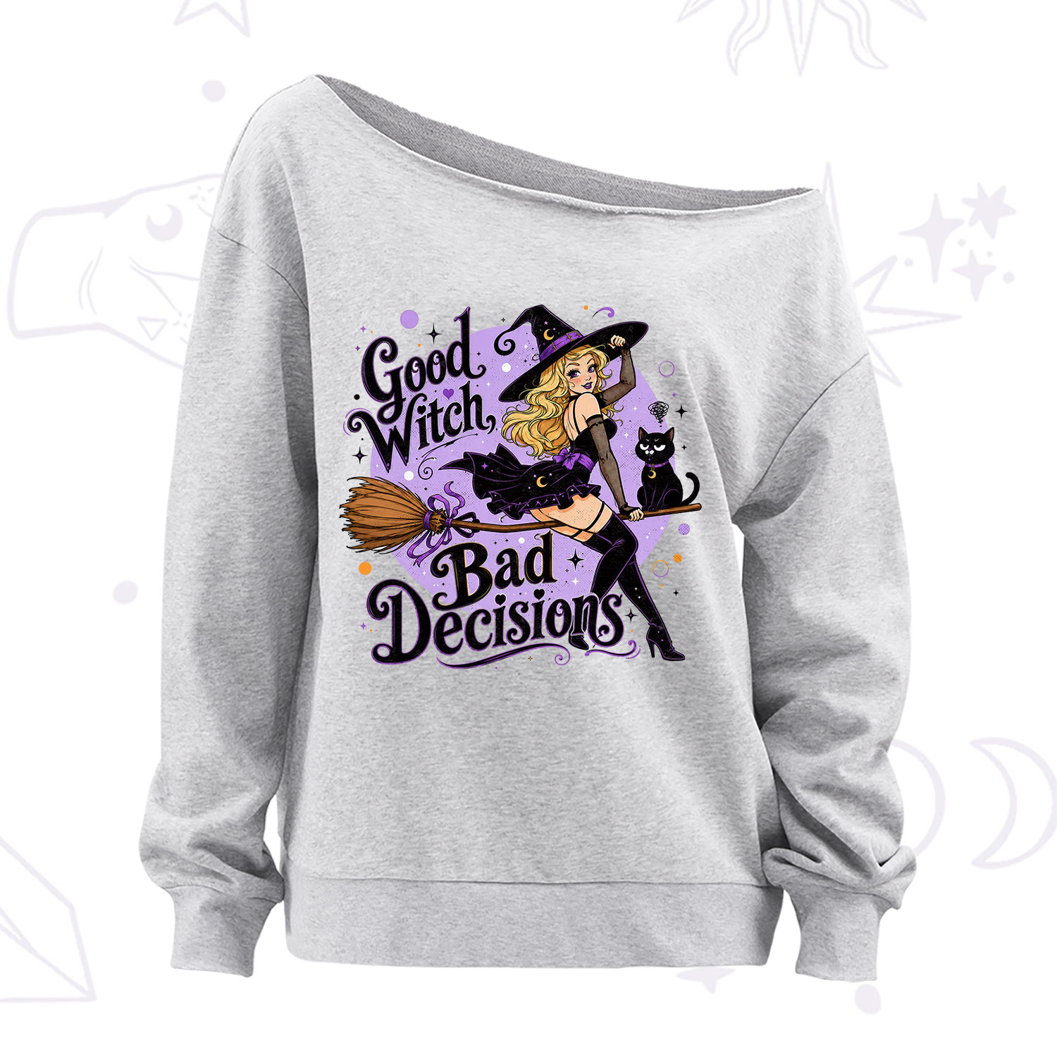 Purplehecate Good Witch Bad Decisions Off The Shoulder Sweatshirt