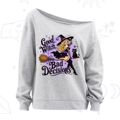 Purplehecate Good Witch Bad Decisions Off The Shoulder Sweatshirt
