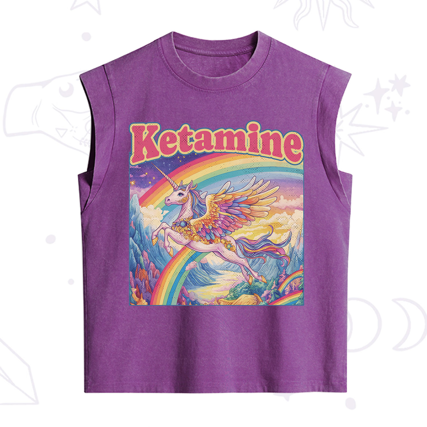 Purplehecate Ketamine Rainbow Unicorn Vintage Washed Tank