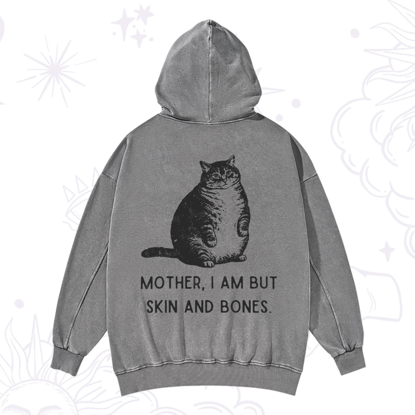 Purplehecate Cat Mother I Am But Skin And Bones Washed Hoodie