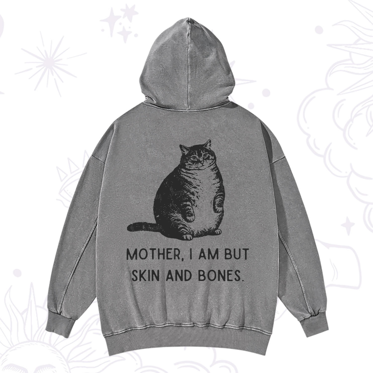 Purplehecate Cat Mother I Am But Skin And Bones Washed Hoodie