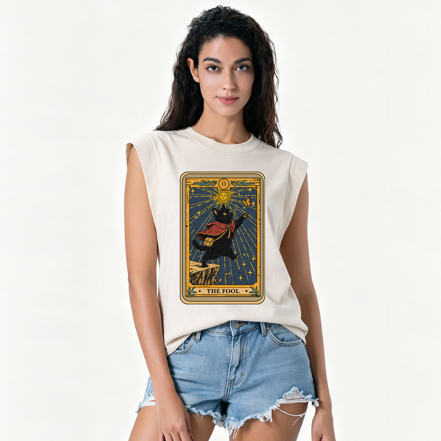 Purplehecate The Black Cat Fool Tarot Vintage Washed Tank