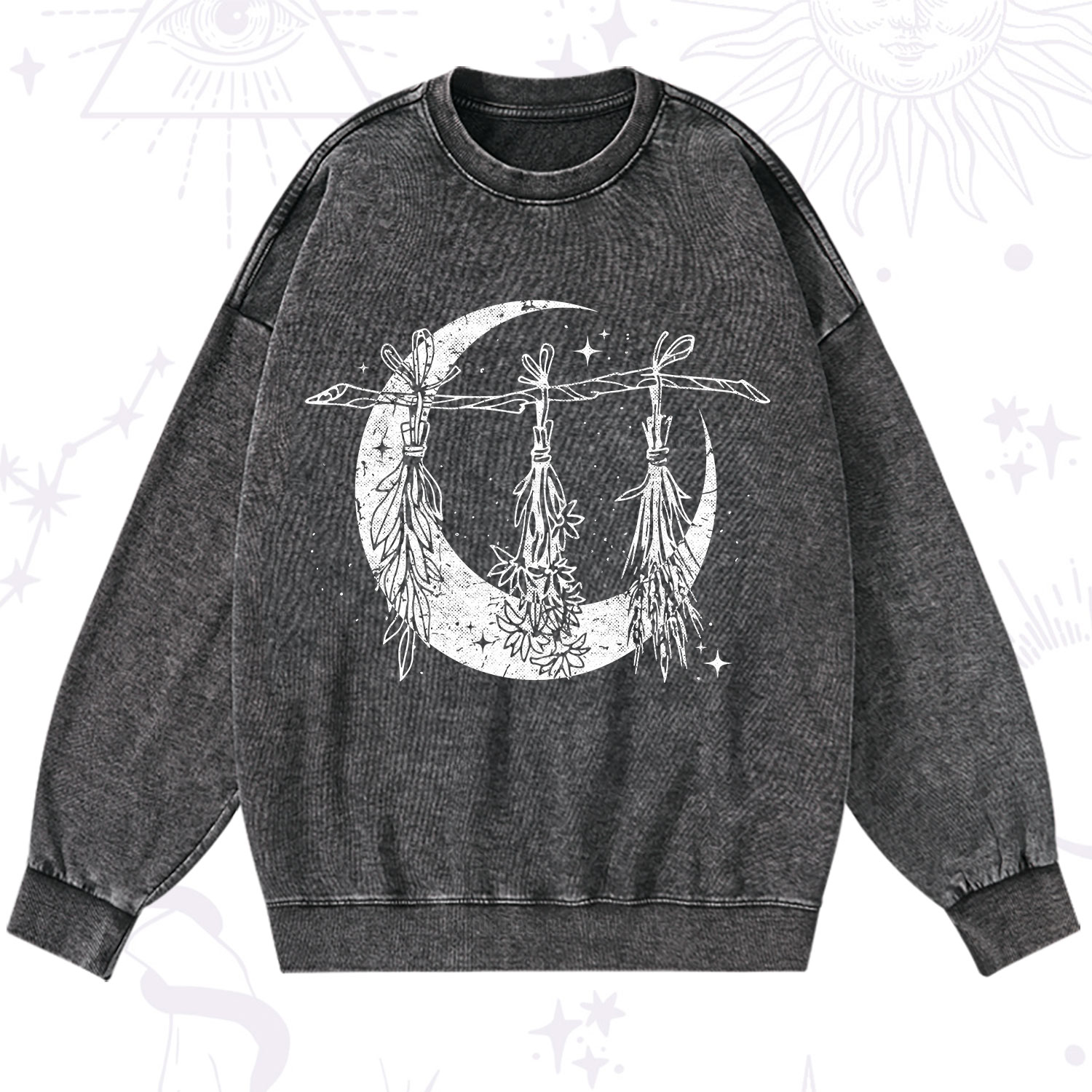 Purplehecate Witchy Moon Herbs Washed Sweatshirt