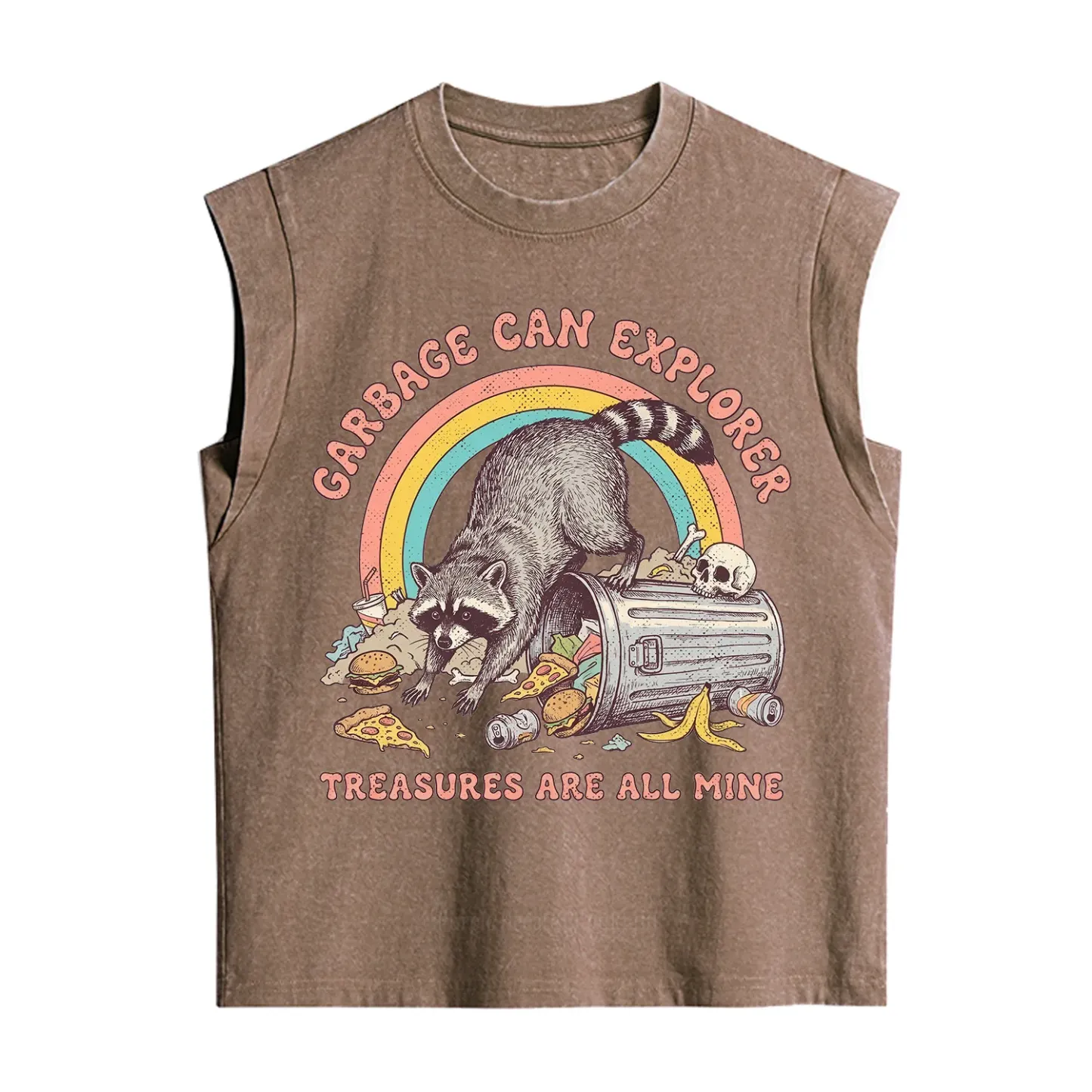 Purplehecate Garbage Can Explorer Raccoon Vintage Washed Tank