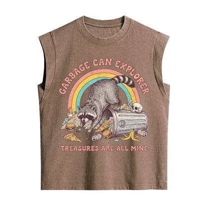 Purplehecate Garbage Can Explorer Raccoon Vintage Washed Tank
