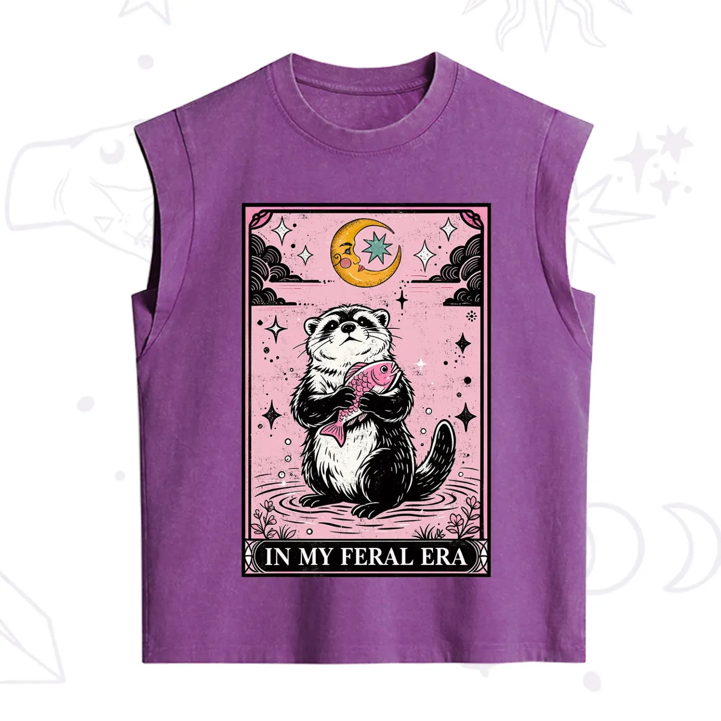 Purplehecate The In My Feral Era Tarot Otter Vintage Washed Tank