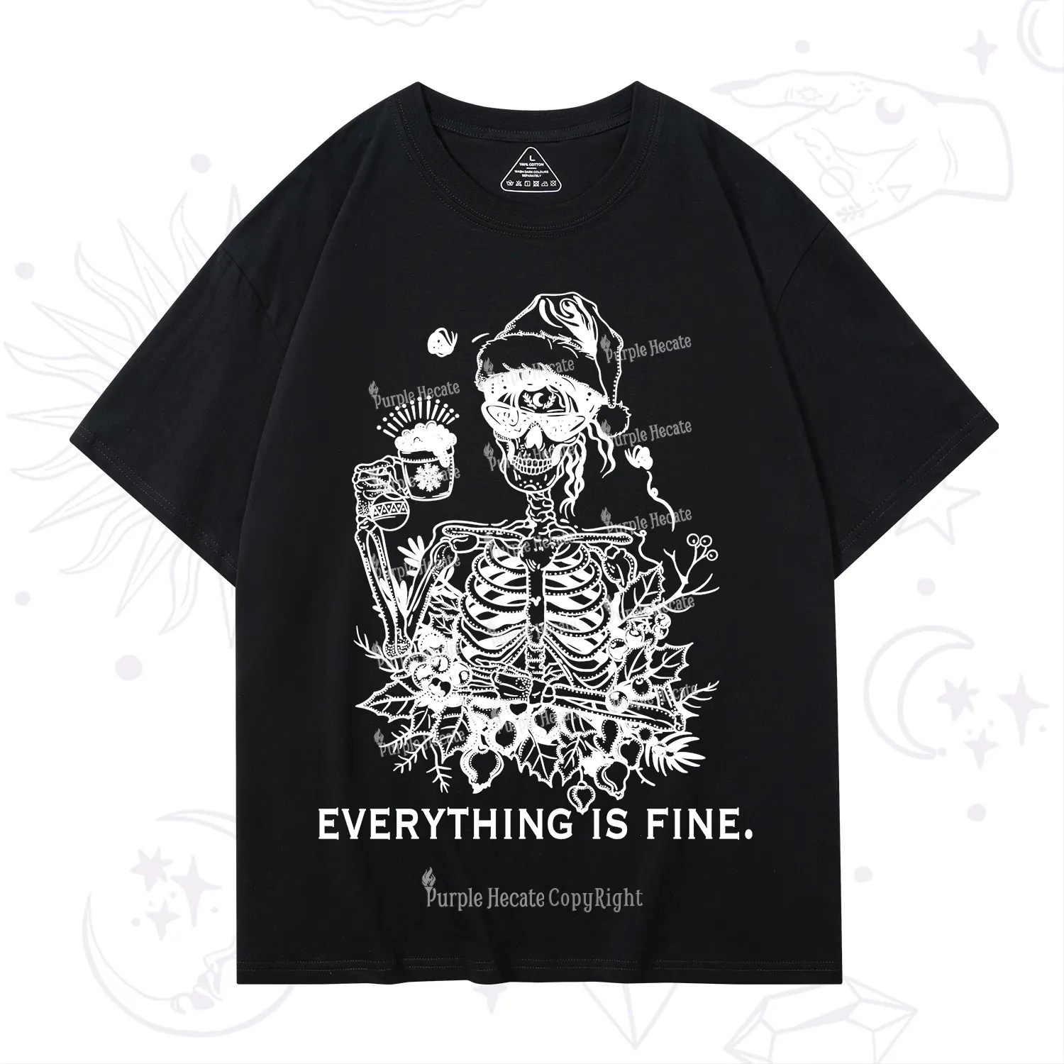 Purplehecate Everything Is Fine Christmas T-Shirt