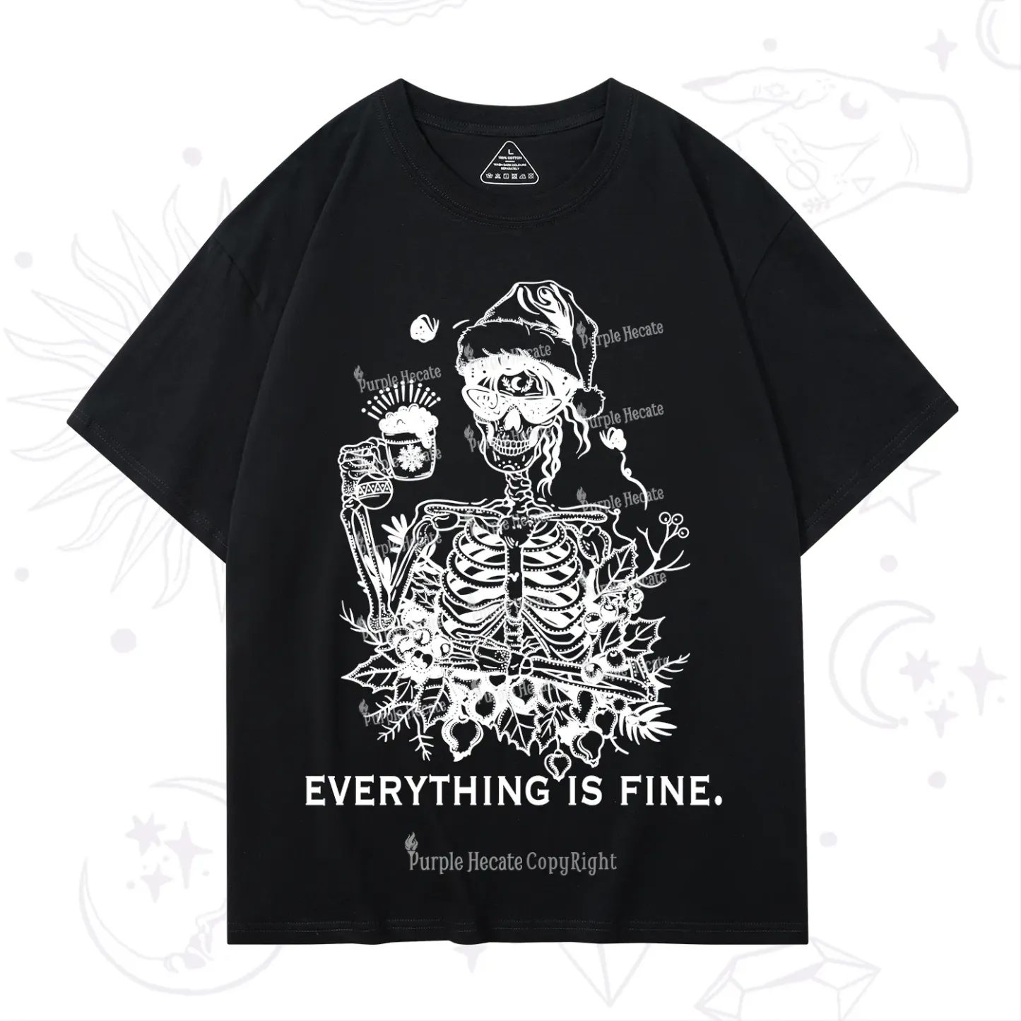 Purplehecate Everything Is Fine Christmas T-Shirt