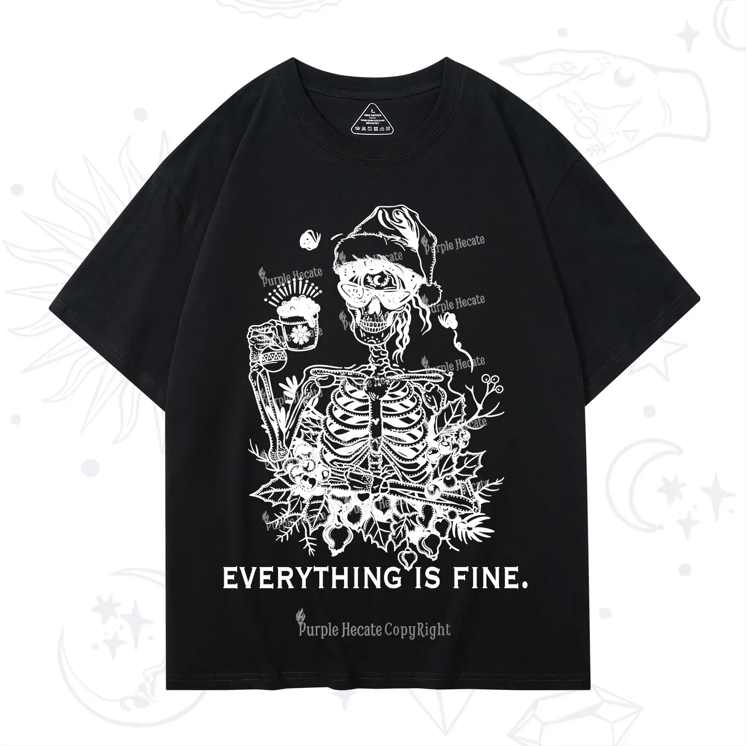Purplehecate Everything Is Fine Christmas T-Shirt