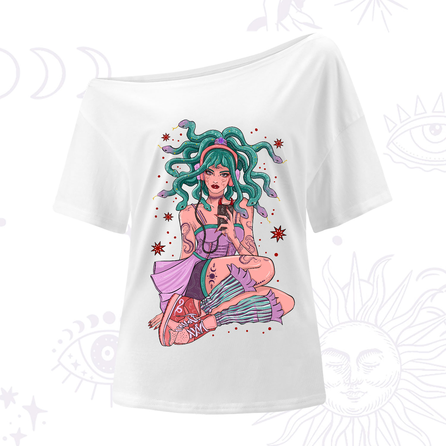 Purplehecate Gorgon Medusa One-Shoulder T-Shirt