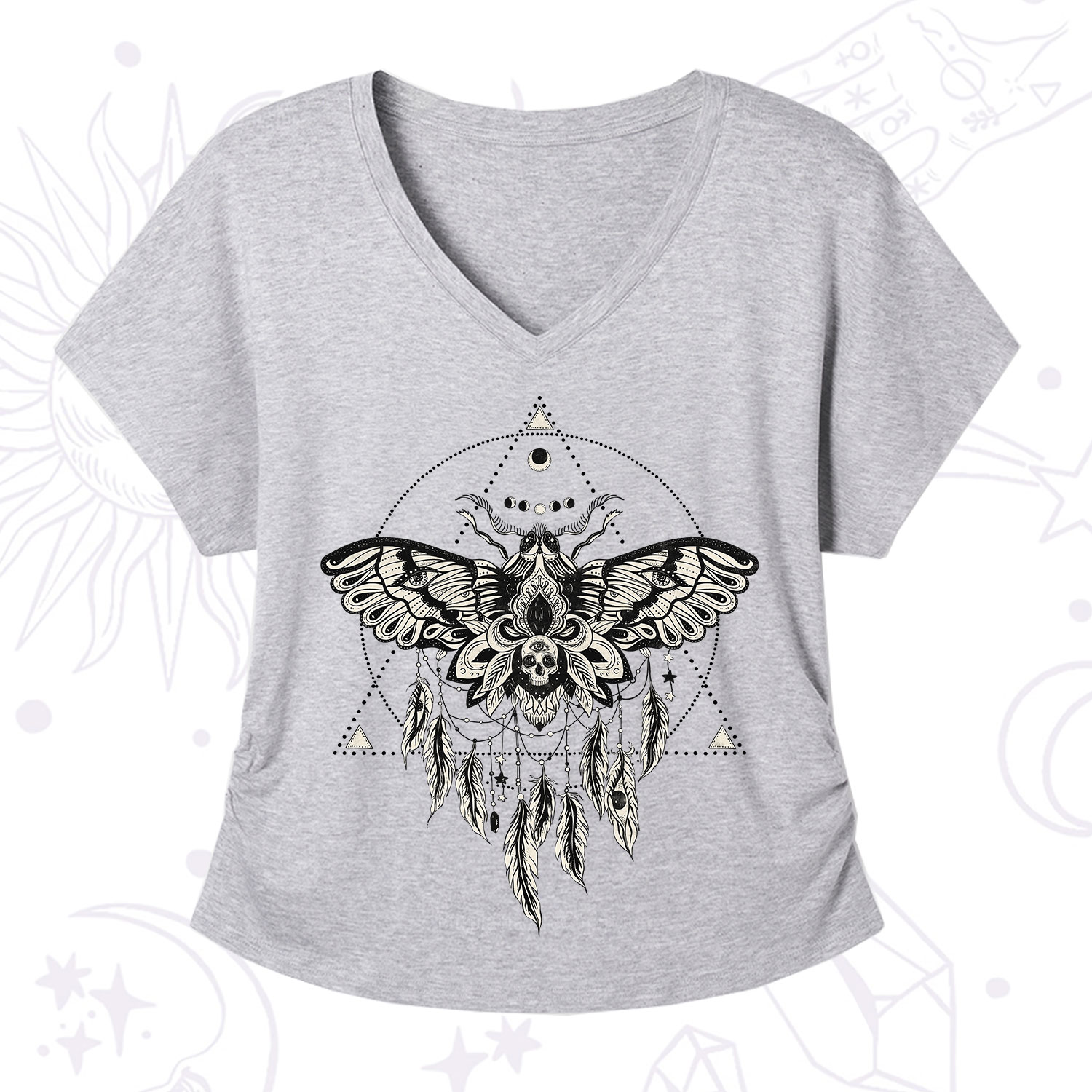 Purplehecate Mystical Luna Moth V-Neck T-Shirt