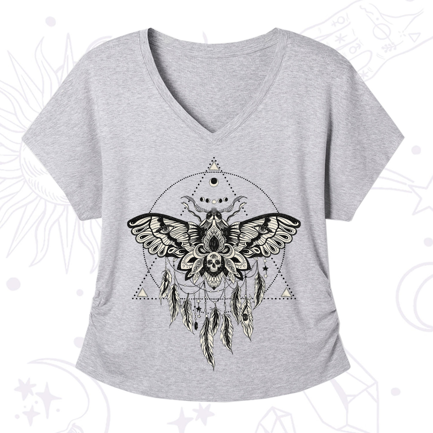 Purplehecate Mystical Luna Moth V-Neck T-Shirt