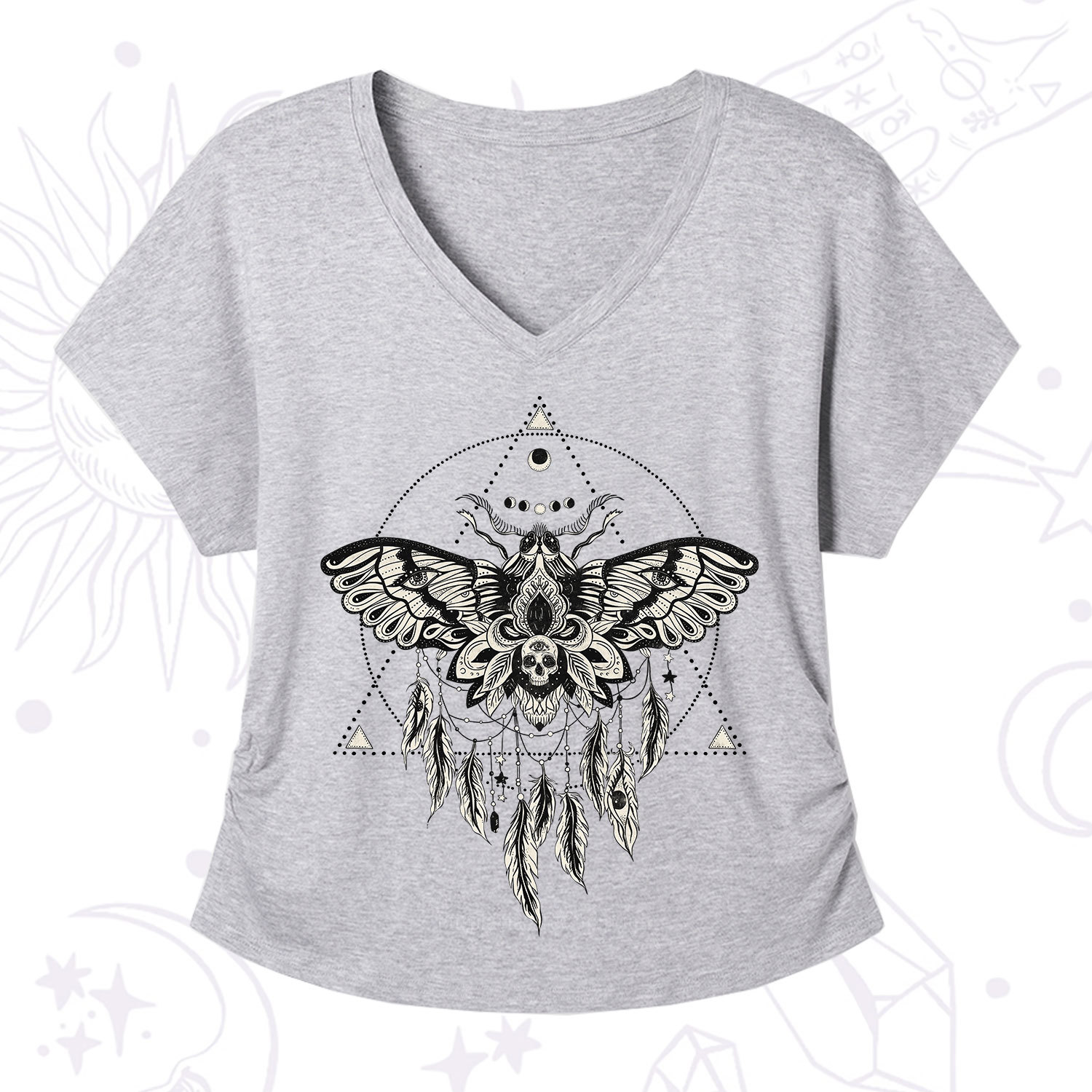 Purplehecate Mystical Luna Moth V-Neck T-Shirt