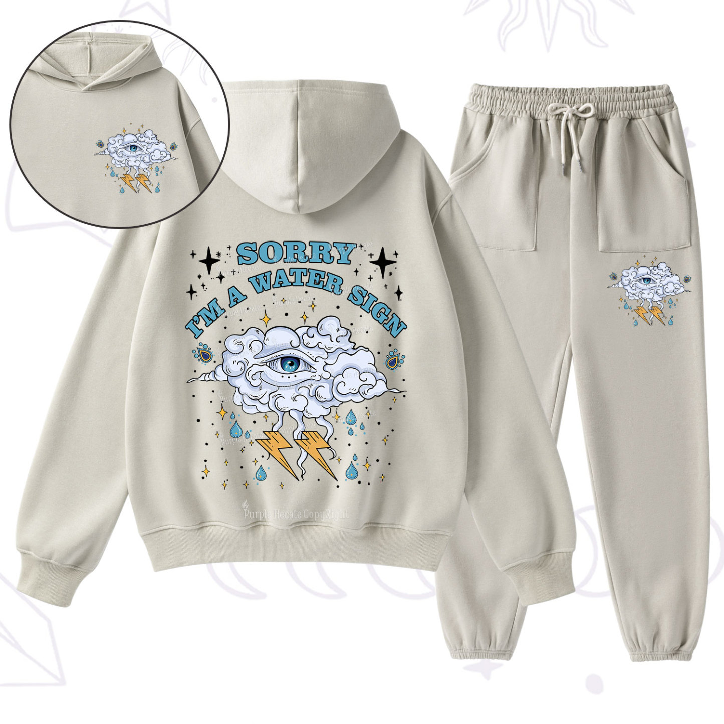 Purplehecate Sorry I'm A Water Sign Fleece Hoodie Suit