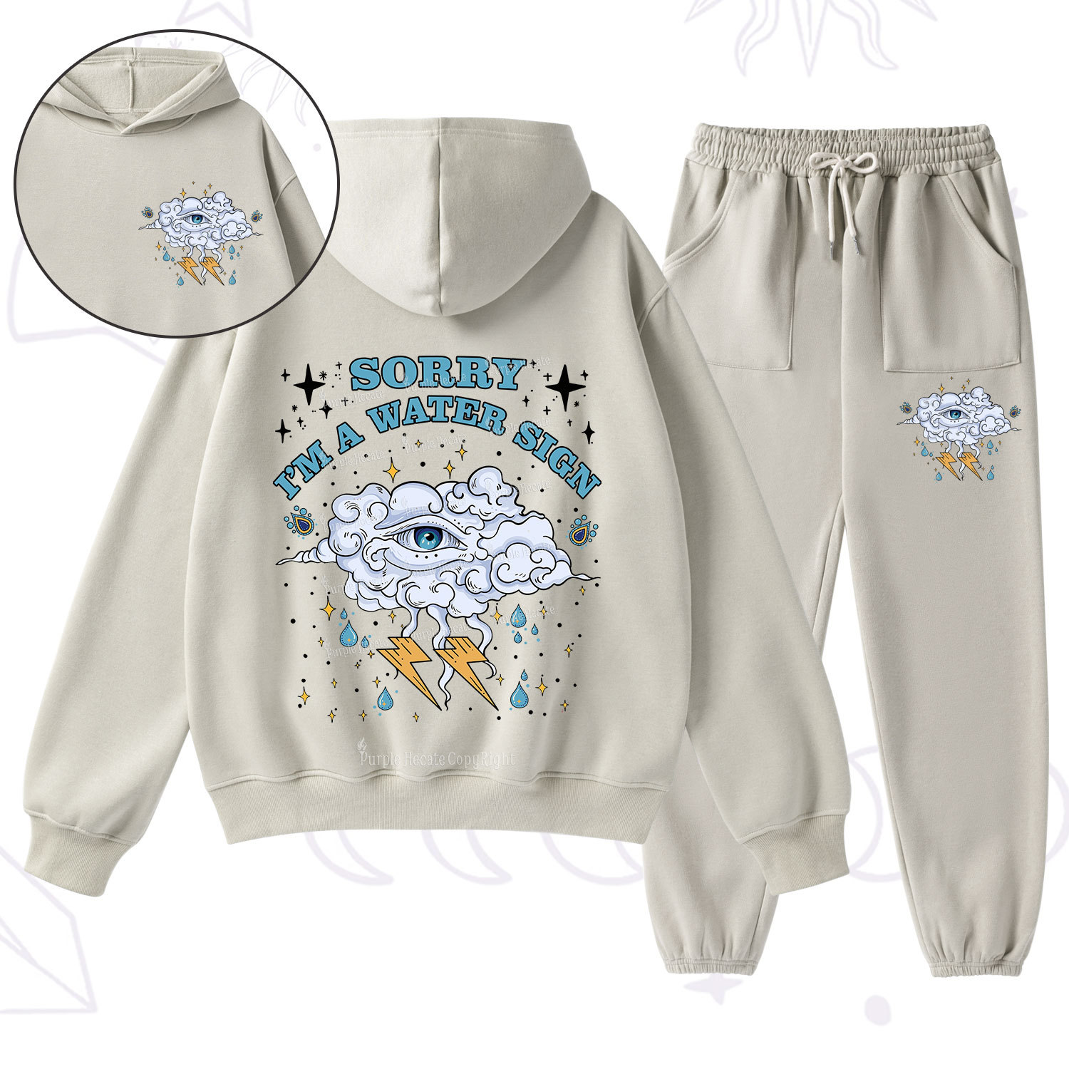 Purplehecate Sorry I'm A Water Sign Fleece Hoodie Suit