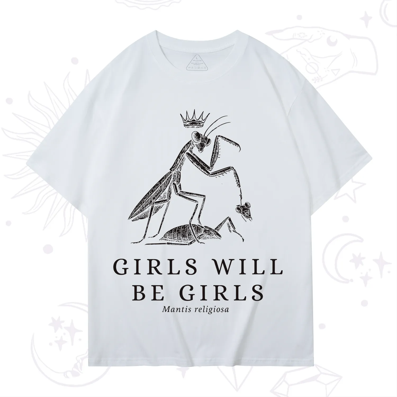 Purplehecate Girls Will Be Girls Funny Praying Mantis T-Shirt