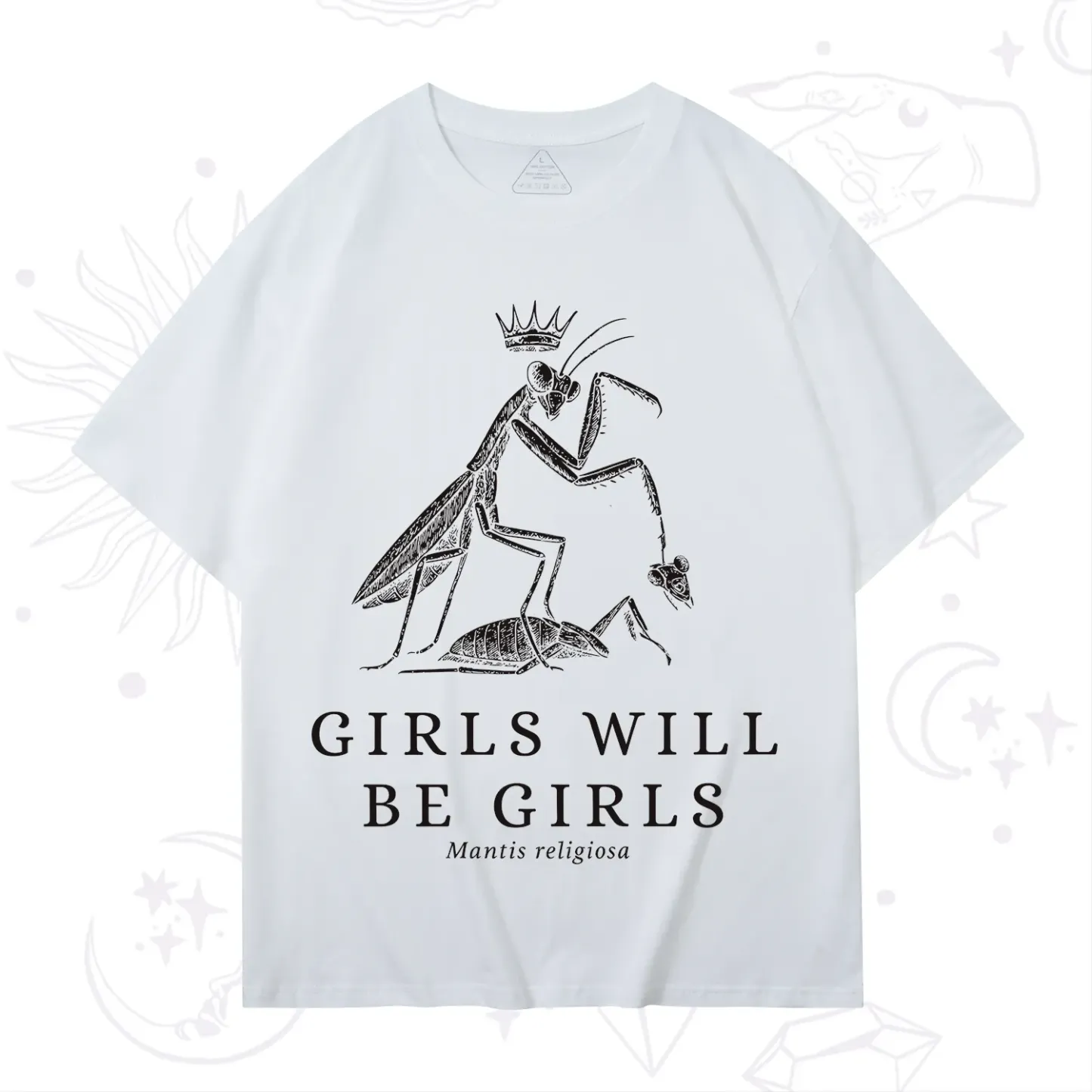 Purplehecate Girls Will Be Girls Funny Praying Mantis T-Shirt