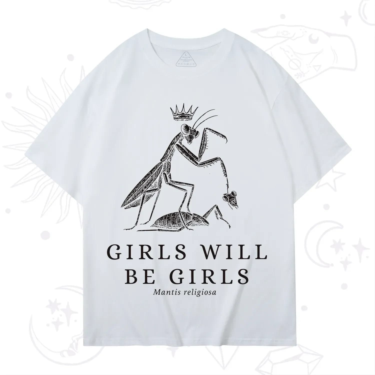 Purplehecate Girls Will Be Girls Funny Praying Mantis T-Shirt
