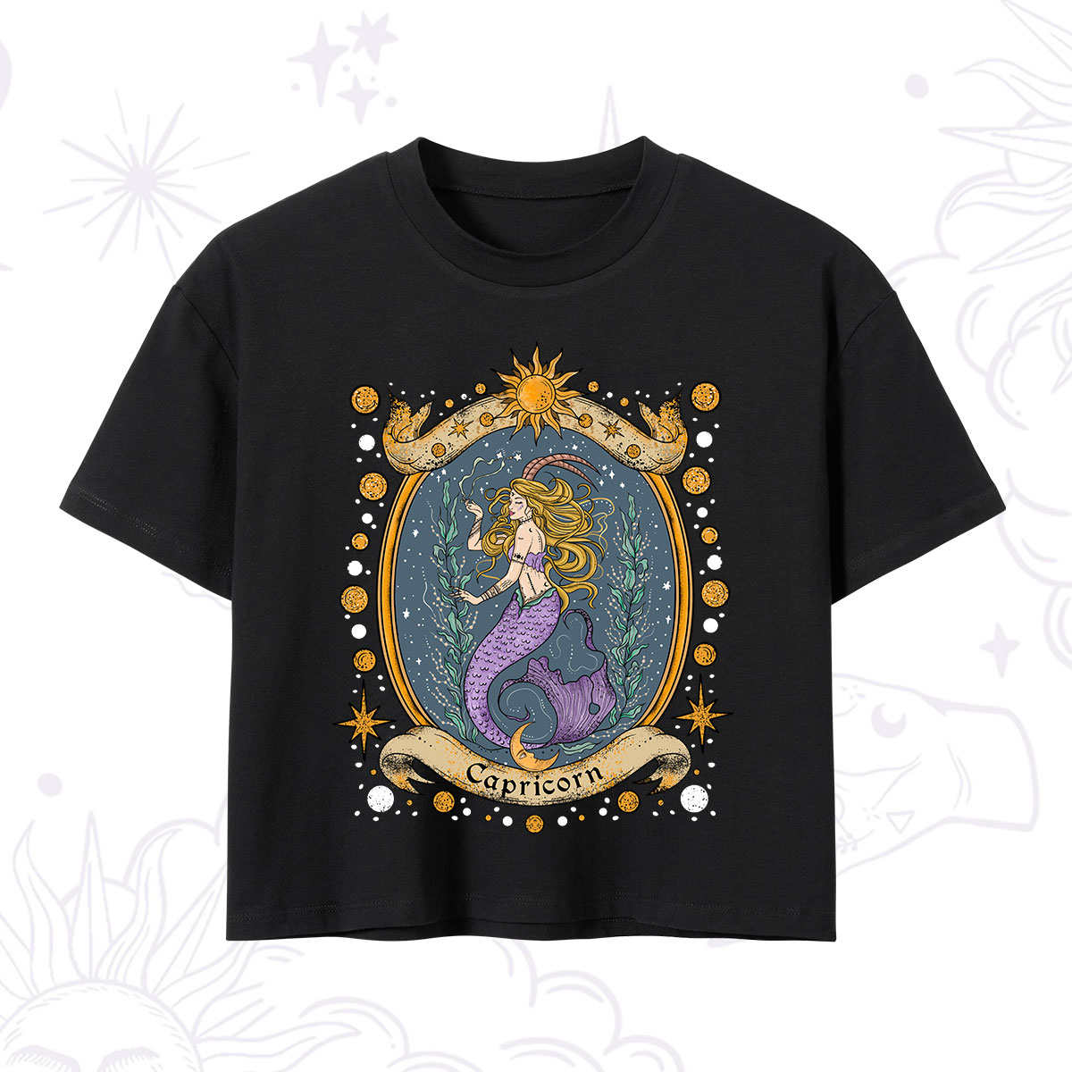 Purplehecate Celestial Capricorn Zodiac Crop T-Shirt 