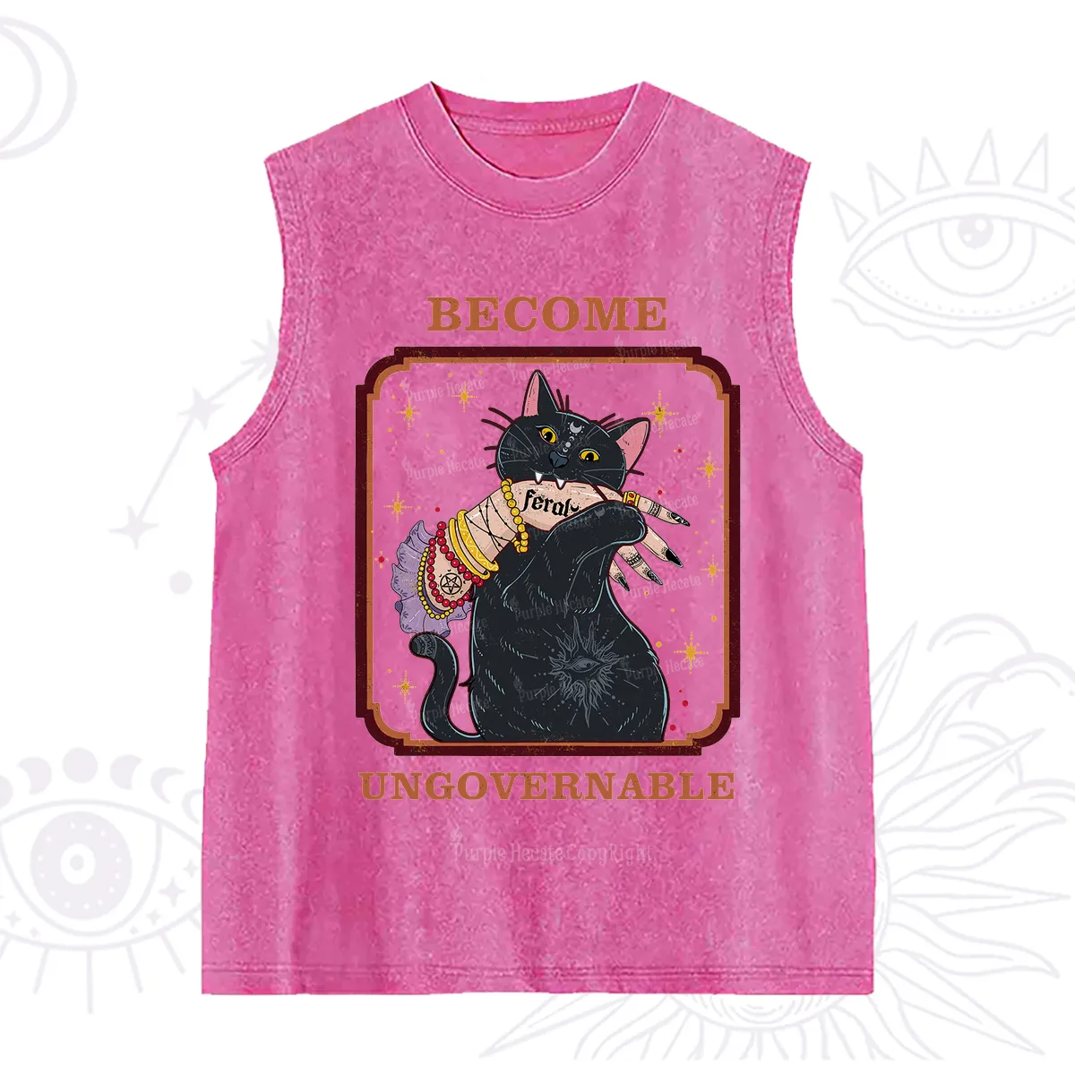 Purplehecate Become Ungovernable Cat Washed Tank