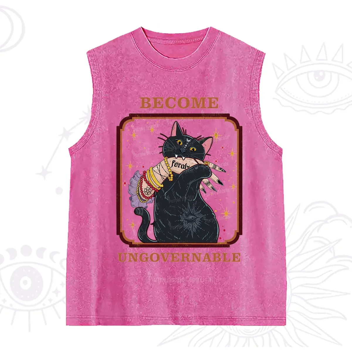 Purplehecate Become Ungovernable Cat Washed Tank