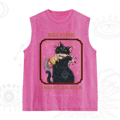 Purplehecate Become Ungovernable Cat Washed Tank