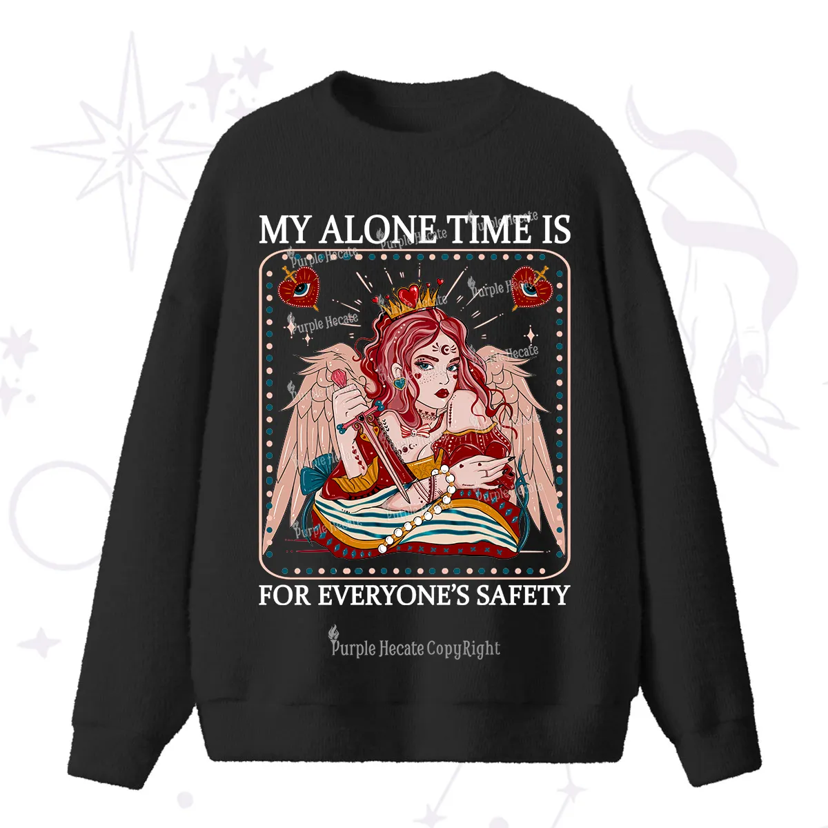 Purplehecate My Alone Time Is For Everyone's Safety Fuzzy Ugly Sweater