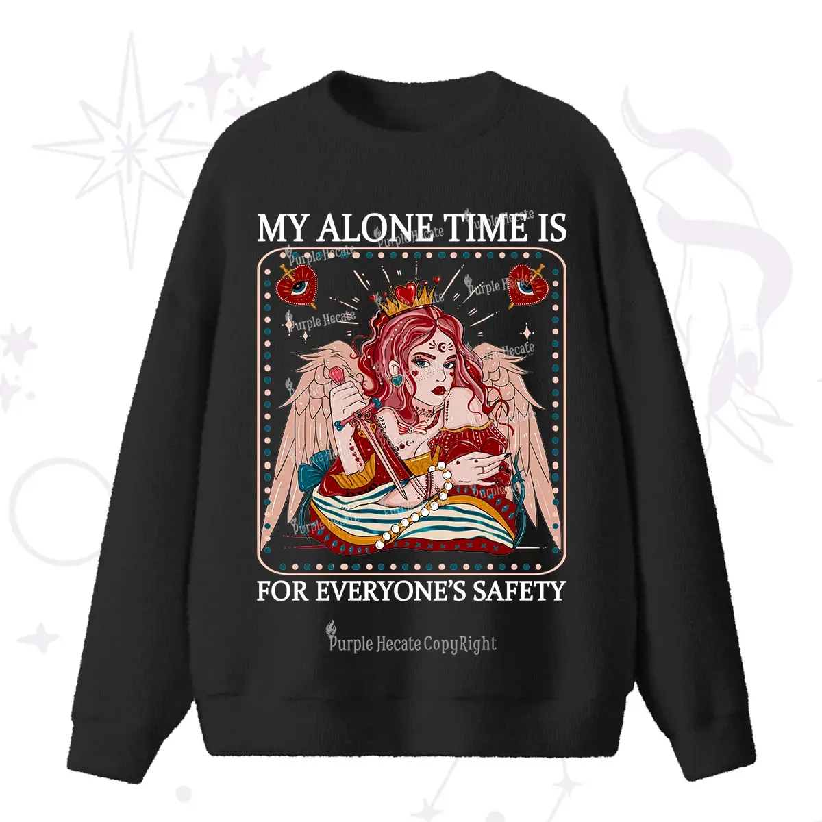 Purplehecate My Alone Time Is For Everyone's Safety Fuzzy Ugly Sweater