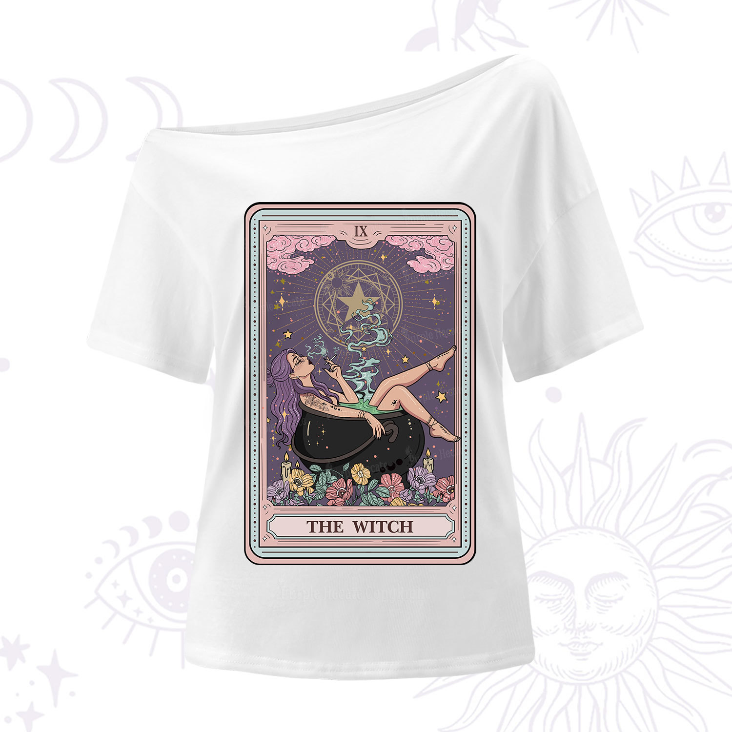 Purplehecate The Witch Tarot Card One Shoulder T-Shirt