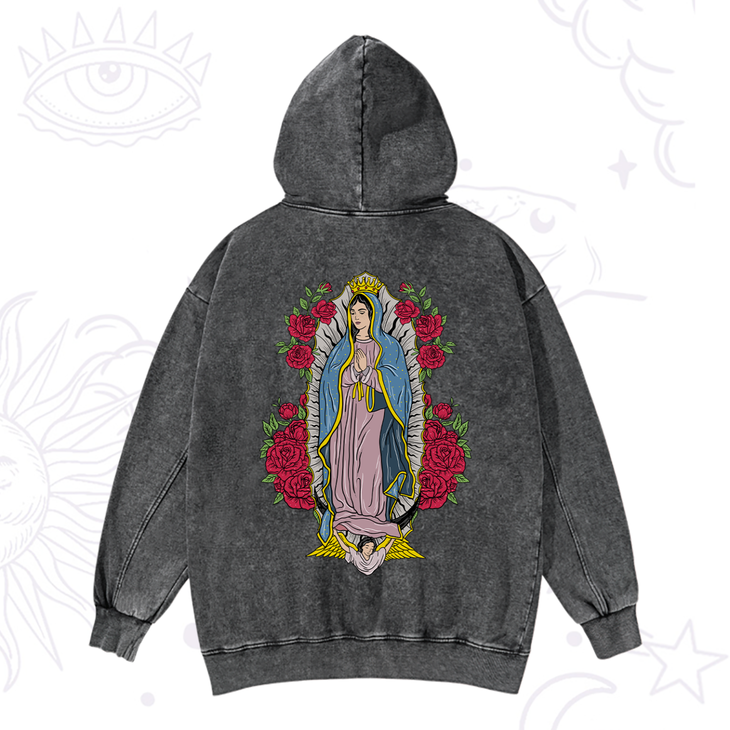 Magic Purplehecate Mother Mary Washed Hoodie