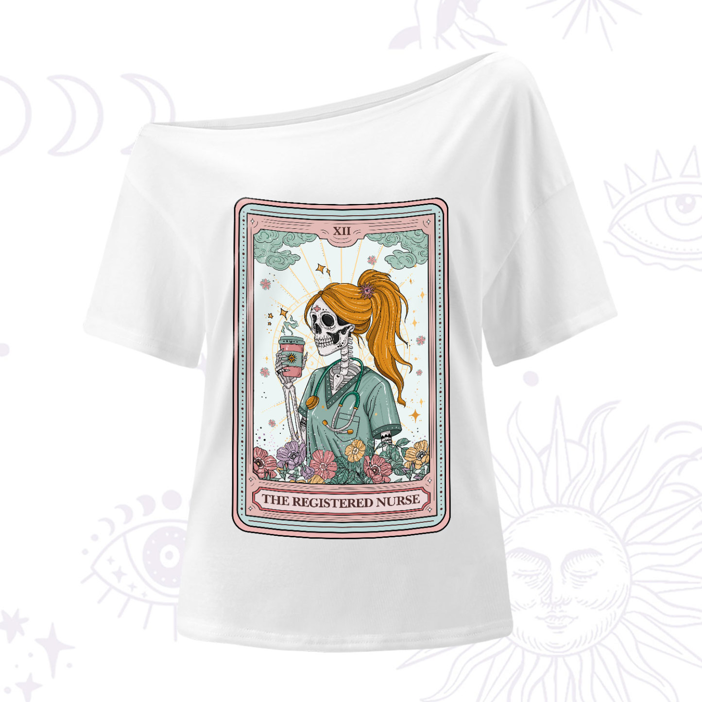 Purplehecate The Registered Nurse Skeleton Tarot One-Shoulder T-Shirt