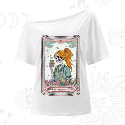 Purplehecate The Registered Nurse Skeleton Tarot One-Shoulder T-Shirt