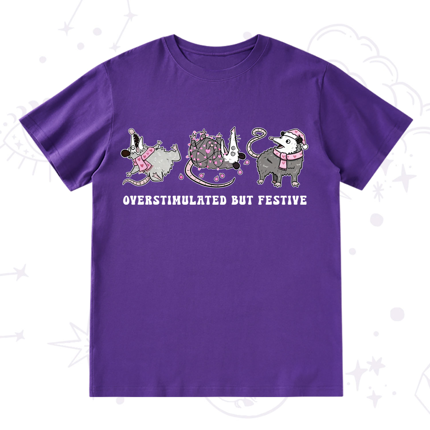 Purplehecate Overstimulated But Festive Possum Valentine T-Shirt