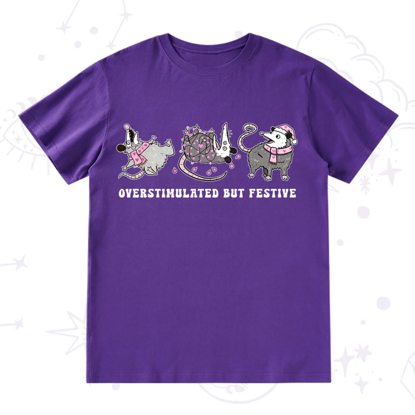 Purplehecate Overstimulated But Festive Possum Valentine T-Shirt