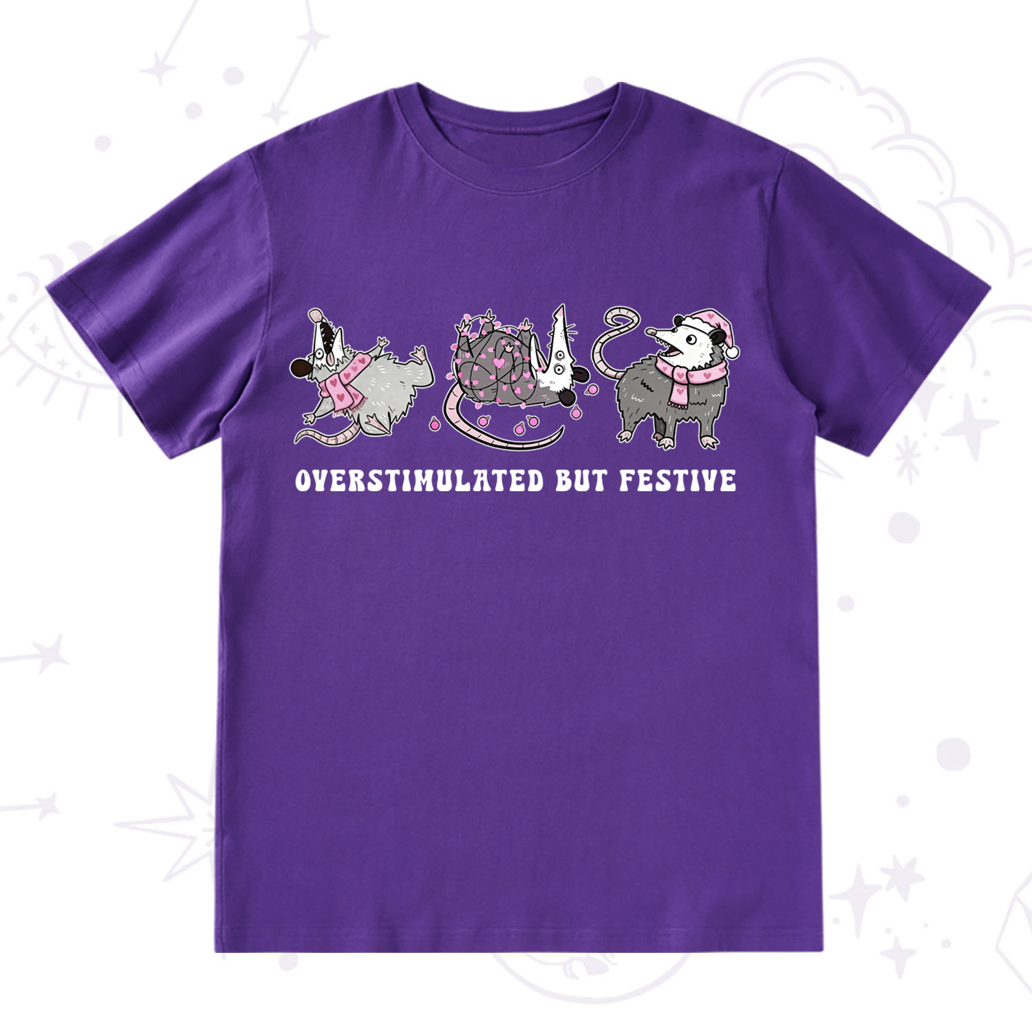 Purplehecate Overstimulated But Festive Possum Valentine T-Shirt