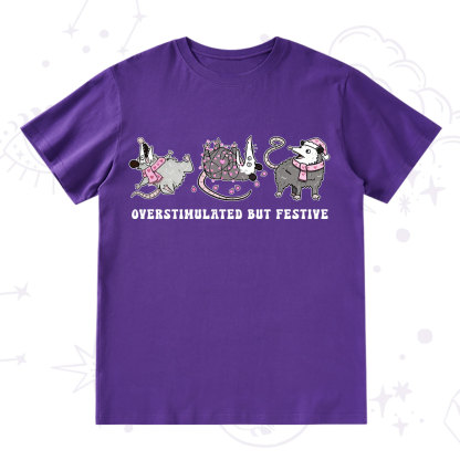 Purplehecate Overstimulated But Festive Possum Valentine T-Shirt