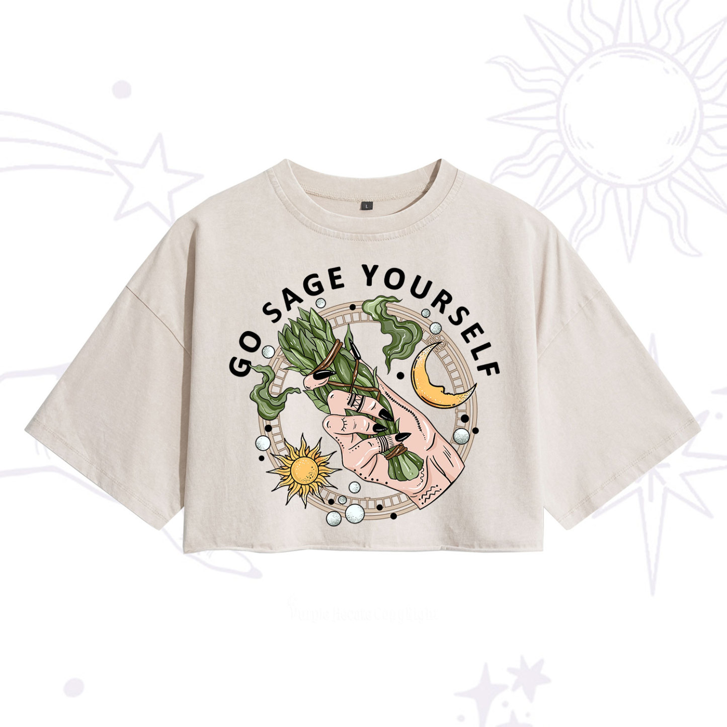 Purplehecate Go Sage Yourself Washed Cropped T-Shirt