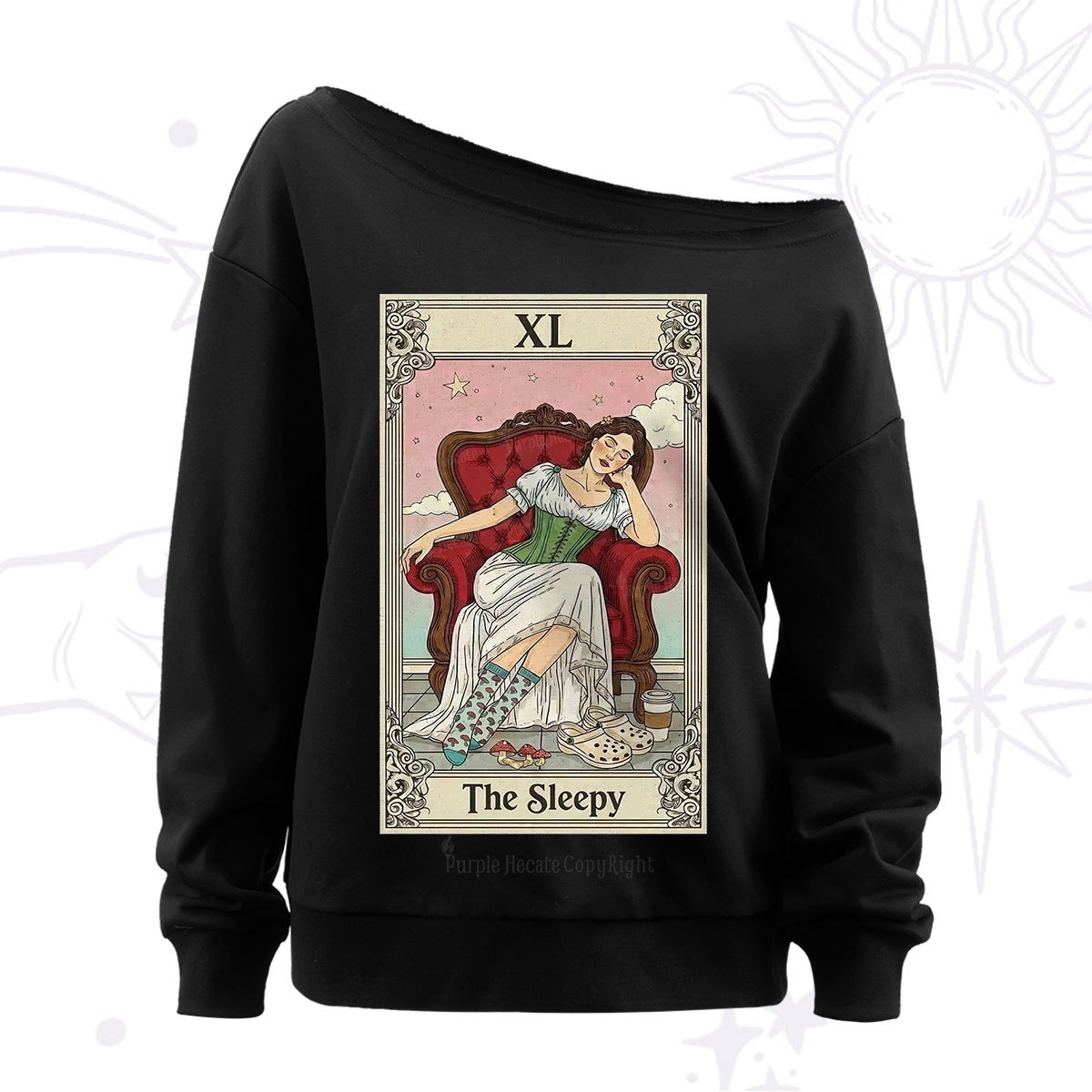 Purplehecate The Sleepy Tarot Off The Shoulder Sweat