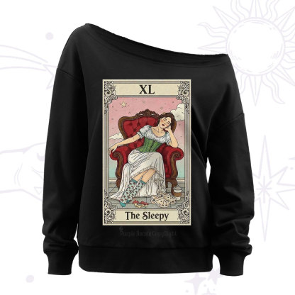Purplehecate The Sleepy Tarot Off The Shoulder Sweatshirt