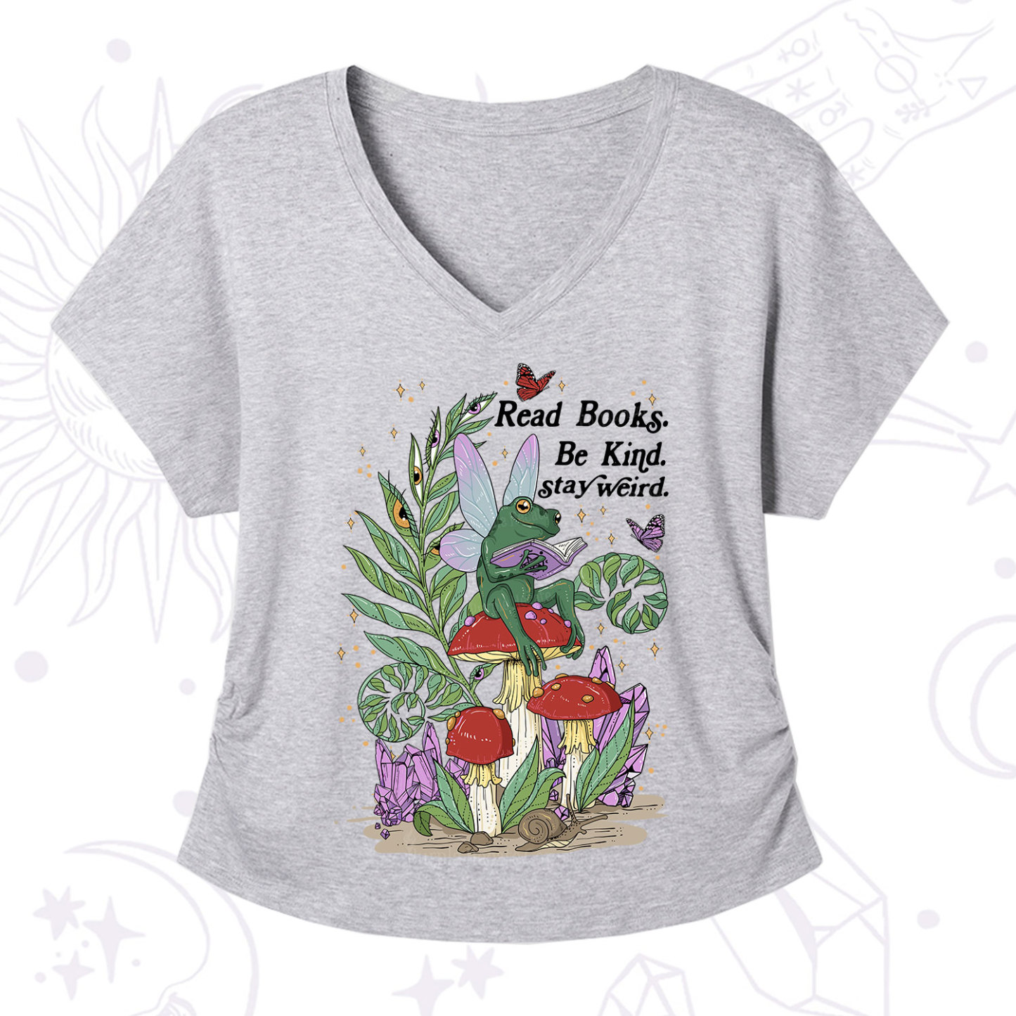 Purplehecate Read Books Be Kind Stay Weird V-Neck T-Shirt