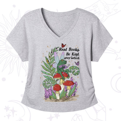 Purplehecate Read Books Be Kind Stay Weird V-Neck T-Shirt